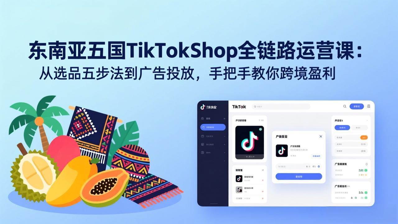 (3.11)东南亚五国TikTok Shop全链路运营课：从选品五步法到广告投放，手把手教你跨境盈利