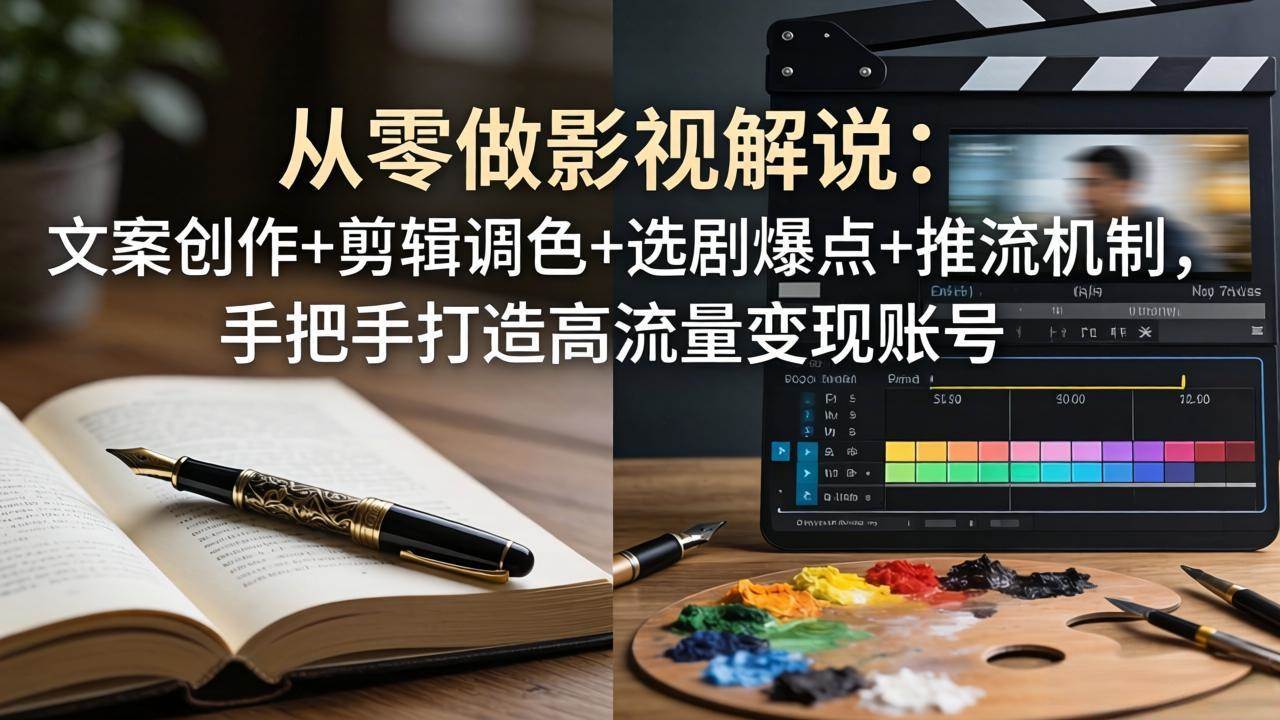 (4.12)从零做影视解说：文案创作+剪辑调色+选剧爆点+推流机制，手把手打造高流量变现账号