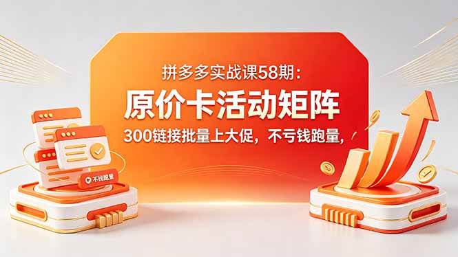 (5.11)拼多多实战课58期：原价卡活动矩阵，300链接批量上大促，不亏钱跑量