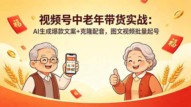 (5.11)视频号中老年带货实战：AI生成爆款文案+克隆配音，图文视频批量起号
